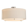 Hubbardton Forge Sterling Natural Anna Inner Shade & Natural Linen Outer Shade Exos Large Double Shade Semi-Flush