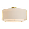 Hubbardton Forge Modern Brass Natural Anna Inner Shade & Natural Linen Outer Shade Exos Large Double Shade Semi-Flush