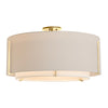 Hubbardton Forge Modern Brass Natural Anna Inner Shade & Flax Outer Shade Exos Large Double Shade Semi-Flush