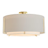 Hubbardton Forge Modern Brass Natural Anna Inner Shade & Light Grey Outer Shade Exos Large Double Shade Semi-Flush