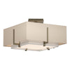 Hubbardton Forge Soft Gold Natural Anna Inner Shade & Natural Linen Outer Shade Exos Square Small Double Shade Semi-Flush