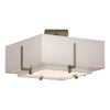 Hubbardton Forge Soft Gold Natural Anna Inner Shade & Flax Outer Shade Exos Square Small Double Shade Semi-Flush