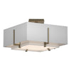 Hubbardton Forge Soft Gold Natural Anna Inner Shade & Light Grey Outer Shade Exos Square Small Double Shade Semi-Flush