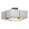 Hubbardton Forge Modern Brass Natural Anna Inner Shade & Natural Anna Outer Shade Exos Square Small Double Shade Semi-Flush