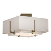 Hubbardton Forge Modern Brass Natural Anna Inner Shade & Flax Outer Shade Exos Square Small Double Shade Semi-Flush