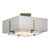 Hubbardton Forge Modern Brass Natural Anna Inner Shade & Light Grey Outer Shade Exos Square Small Double Shade Semi-Flush