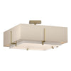 Hubbardton Forge Modern Brass Natural Anna Inner Shade & Natural Linen Outer Shade Exos Square Double Shade Semi-Flush