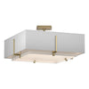 Hubbardton Forge Modern Brass Natural Anna Inner Shade & Natural Anna Outer Shade Exos Square Double Shade Semi-Flush