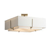 Hubbardton Forge Soft Gold Natural Anna Inner Shade & Natural Anna Outer Shade Exos Square Large Double Shade Semi-Flush