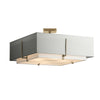 Hubbardton Forge Soft Gold Natural Anna Inner Shade & Light Grey Outer Shade Exos Square Large Double Shade Semi-Flush