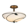 Hubbardton Forge Natural Iron Opal Glass (Gg) Forged Leaves Large Semi-Flush