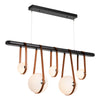 Hubbardton Forge Black Polished Nickel Chestnut Leather Black Wood Opal Glass (Gg) Derby Linear 5-Light Led Pendant