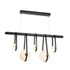 Hubbardton Forge Black Polished Nickel Black Leather Black Wood Opal Glass (Gg) Derby Linear 5-Light Led Pendant