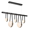 Hubbardton Forge Black Antique Brass Black Leather Black Wood Opal Glass (Gg) Derby Linear 5-Light Led Pendant