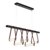 Hubbardton Forge Black Polished Nickel British Brown Leather Black Wood Clear Glass (Zm) York Linear 5-Light Led Pendant