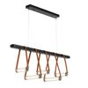 Hubbardton Forge Black Polished Nickel Chestnut Leather Black Wood Clear Glass (Zm) York Linear 5-Light Led Pendant