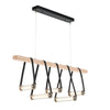 Hubbardton Forge Black Polished Nickel Black Leather Maple Wood Clear Glass (Zm) York Linear 5-Light Led Pendant