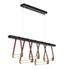 Hubbardton Forge Black Antique Brass British Brown Leather Black Wood Clear Glass (Zm) York Linear 5-Light Led Pendant