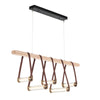 Hubbardton Forge Black Antique Brass British Brown Leather Maple Wood Clear Glass (Zm) York Linear 5-Light Led Pendant