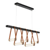 Hubbardton Forge Black Antique Brass Chestnut Leather Black Wood Clear Glass (Zm) York Linear 5-Light Led Pendant