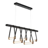 Hubbardton Forge Black Antique Brass Black Leather Black Wood Clear Glass (Zm) York Linear 5-Light Led Pendant