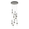 Hubbardton Forge Natural Iron Clear Glass With White Threading (Yj) Link 9-Light Blown Glass Pendant