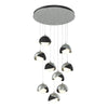 Hubbardton Forge Vintage Platinum Black Opal Glass (Gg) Brooklyn 9-Light Double Shade Pendant