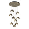 Hubbardton Forge Soft Gold Bronze Opal Glass (Gg) Brooklyn 9-Light Double Shade Pendant