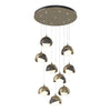 Hubbardton Forge Soft Gold Dark Smoke Opal Glass (Gg) Brooklyn 9-Light Double Shade Pendant