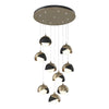 Hubbardton Forge Soft Gold Black Opal Glass (Gg) Brooklyn 9-Light Double Shade Pendant