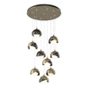 Hubbardton Forge Soft Gold Oil Rubbed Bronze Opal Glass (Gg) Brooklyn 9-Light Double Shade Pendant