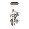 Hubbardton Forge Bronze Seeded Clear Glass (Ii) Tura 9-Light Seeded Glass Pendant