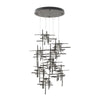 Hubbardton Forge Dark Smoke Seeded Clear Glass (Ii) Tura 9-Light Seeded Glass Pendant