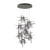 Hubbardton Forge Natural Iron Seeded Clear Glass (Ii) Tura 9-Light Seeded Glass Pendant