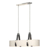 Hubbardton Forge Polished Nickel Black Leather Natural Linen Shade (Sa) Saratoga Oval Pendant