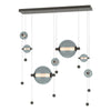 Hubbardton Forge Dark Smoke Cool Grey Glass (Yl) Abacus 7-Light Double Linear Led Pendant