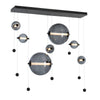 Hubbardton Forge Black Cool Grey Glass (Yl) Abacus 7-Light Double Linear Led Pendant