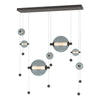 Hubbardton Forge Natural Iron Cool Grey Glass (Yl) Abacus 7-Light Double Linear Led Pendant