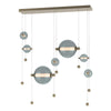 Hubbardton Forge Soft Gold Cool Grey Glass (Yl) Abacus 7-Light Double Linear Led Pendant