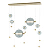 Hubbardton Forge Modern Brass Cool Grey Glass (Yl) Abacus 7-Light Double Linear Led Pendant