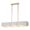 Hubbardton Forge Soft Gold Natural Anna Inner Shade & Light Grey Outer Shade Exos Rectangular Pendant