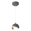 Hubbardton Forge Natural Iron Modern Brass Opal Glass (Gg) Brooklyn Double Shade Low Voltage Mini Pendant