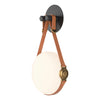 Hubbardton Forge Black Antique Brass Chestnut Leather Non-Branded Plate Opal Glass (Gg) Derby Led Sconce