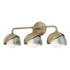 Hubbardton Forge Soft Gold Sterling Opal Glass (Gg) Brooklyn 3-Light Double Shade Bath Sconce