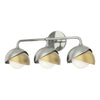 Hubbardton Forge Sterling Modern Brass Opal Glass (Gg) Brooklyn 3-Light Double Shade Bath Sconce