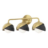 Hubbardton Forge Modern Brass Black Opal Glass (Gg) Brooklyn 3-Light Double Shade Bath Sconce