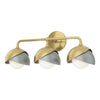 Hubbardton Forge Modern Brass Vintage Platinum Opal Glass (Gg) Brooklyn 3-Light Double Shade Bath Sconce