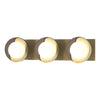 Hubbardton Forge Modern Brass Black Opal Glass (Gg) Brooklyn 3-Light Straight Double Shade Bath Sconce