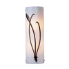 Hubbardton Forge Dark Smoke White Art Glass (Bb) Forged Leaf And Stem Sconce