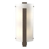 Hubbardton Forge Bronze White Art Glass (Bb) Forged Vertical Bar Sconce